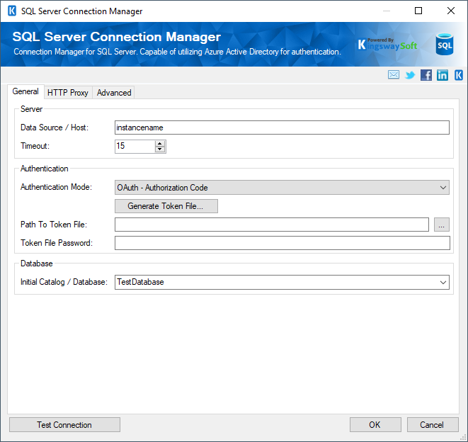 SQL Server Connection Manager - Authorization Code